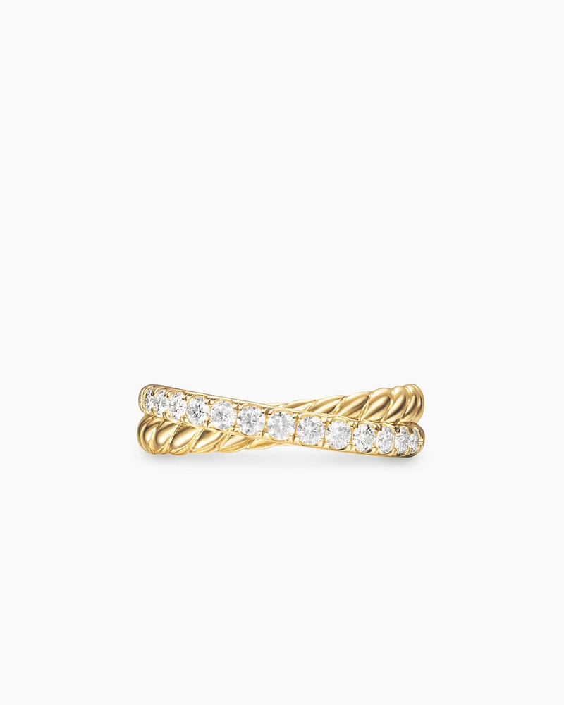 Crossover Two Row Ring 18K Yellow Gold with Diamonds