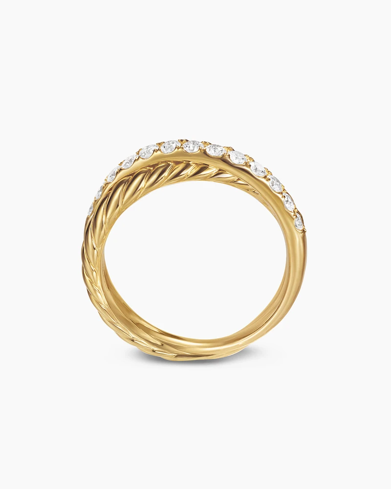 Crossover Two Row Ring 18K Yellow Gold with Diamonds