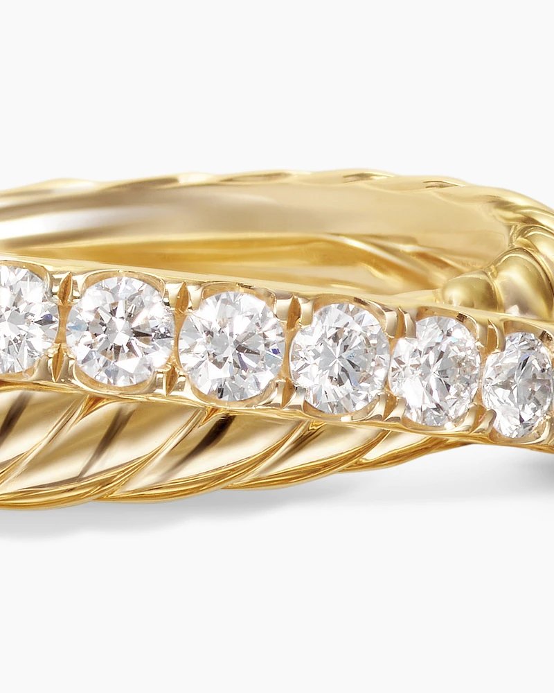 Crossover Two Row Ring 18K Yellow Gold with Diamonds