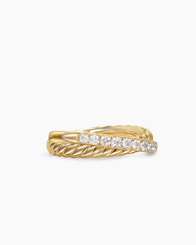 Crossover Two Row Ring 18K Yellow Gold with Diamonds