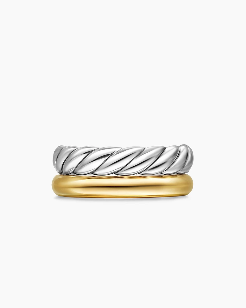 DY Mercer® Two Row Ring Sterling Silver with 18K Yellow Gold, 8mm