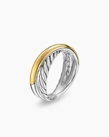 Crossover Two Row Ring Sterling Silver with 14K Yellow Gold, 7.4mm