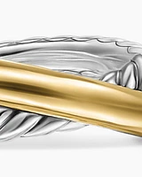 Crossover Two Row Ring Sterling Silver with 14K Yellow Gold, 7.4mm
