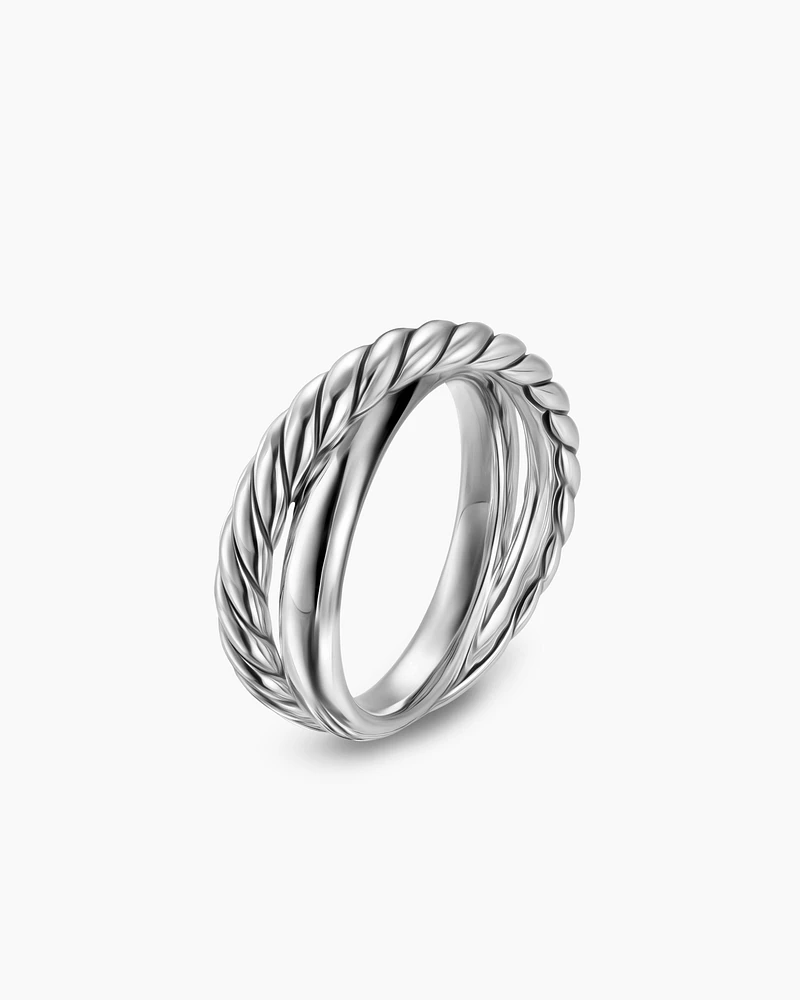 Crossover Two Row Ring Sterling Silver, 7.4mm