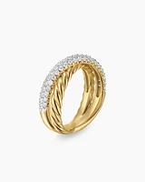 Crossover Two Row Ring 18K Yellow Gold with Diamonds