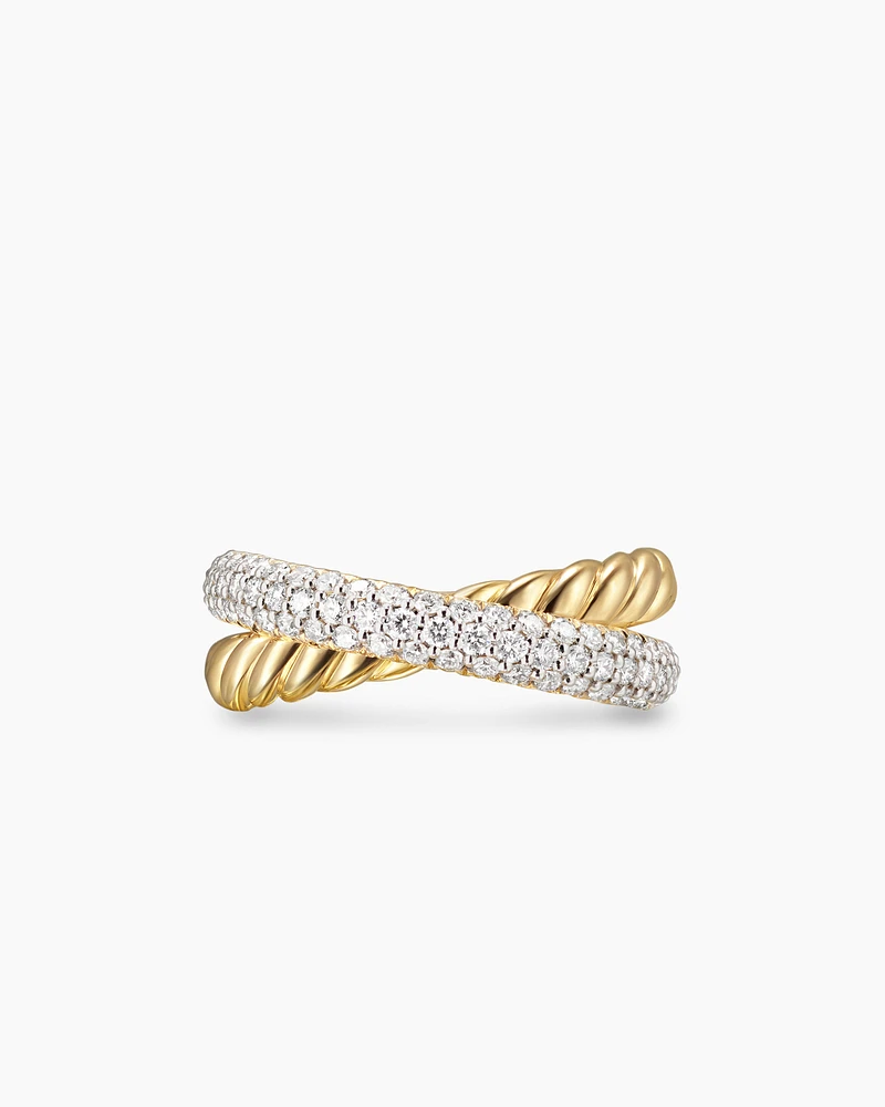 Crossover Two Row Ring 18K Yellow Gold with Diamonds