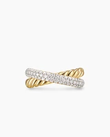 Crossover Two Row Ring 18K Yellow Gold with Diamonds