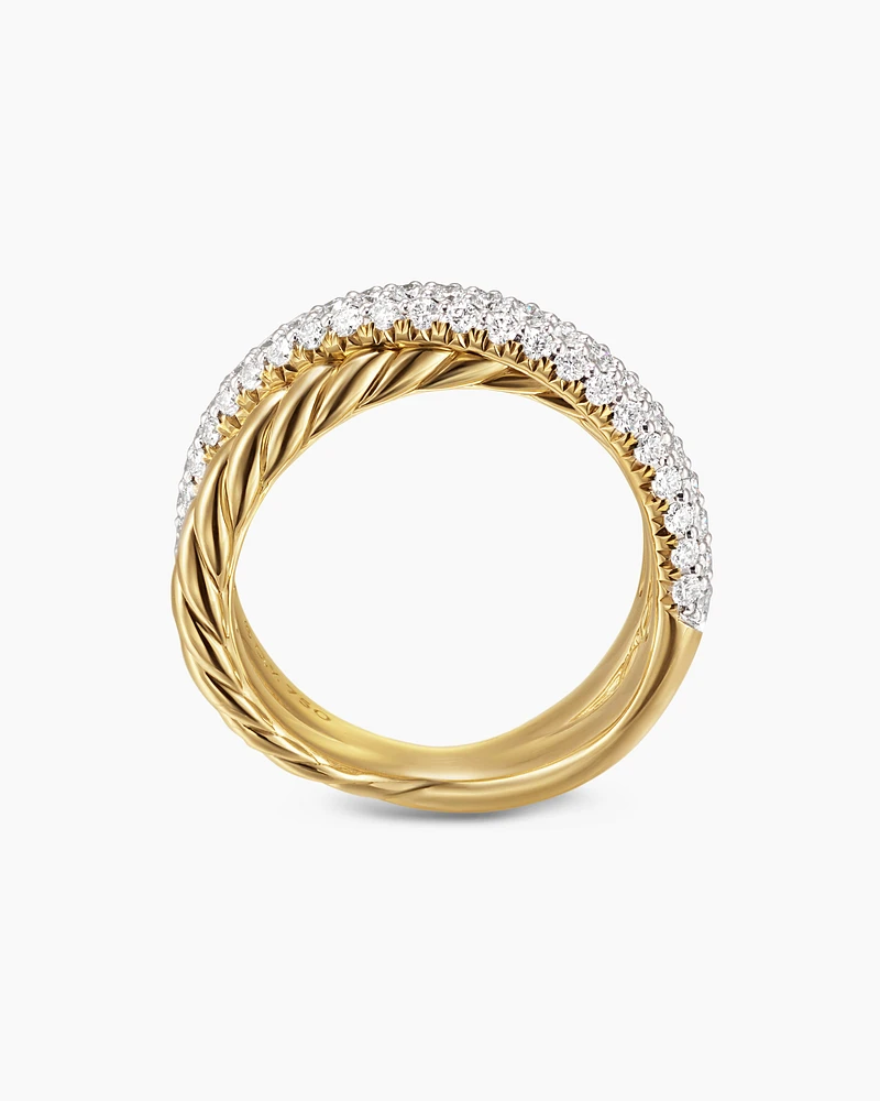Crossover Two Row Ring 18K Yellow Gold with Diamonds