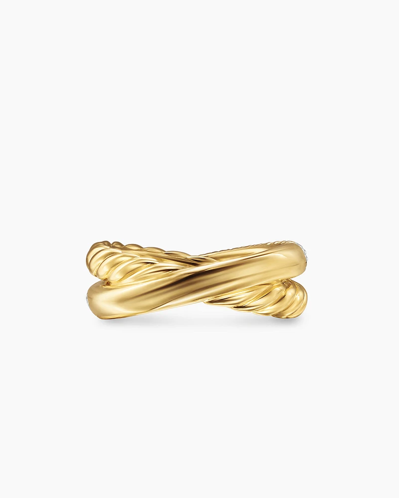 Crossover Two Row Ring 18K Yellow Gold with Diamonds