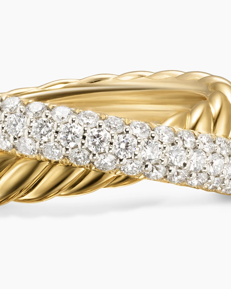 Crossover Two Row Ring 18K Yellow Gold with Diamonds