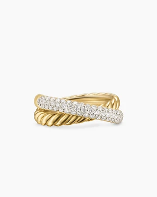 Crossover Two Row Ring 18K Yellow Gold with Diamonds
