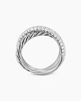 Crossover Two Row Ring Sterling Silver with Diamonds, 7.4mm