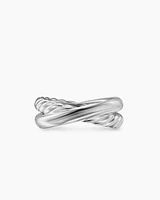 Crossover Two Row Ring Sterling Silver with Diamonds, 7.4mm