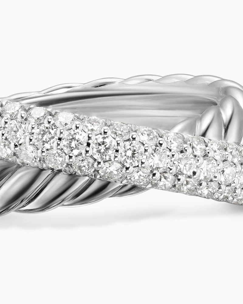 Crossover Two Row Ring Sterling Silver with Diamonds, 7.4mm