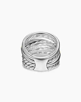 Crossover Five Row Ring Sterling Silver with 14K Yellow Gold, 17.5mm