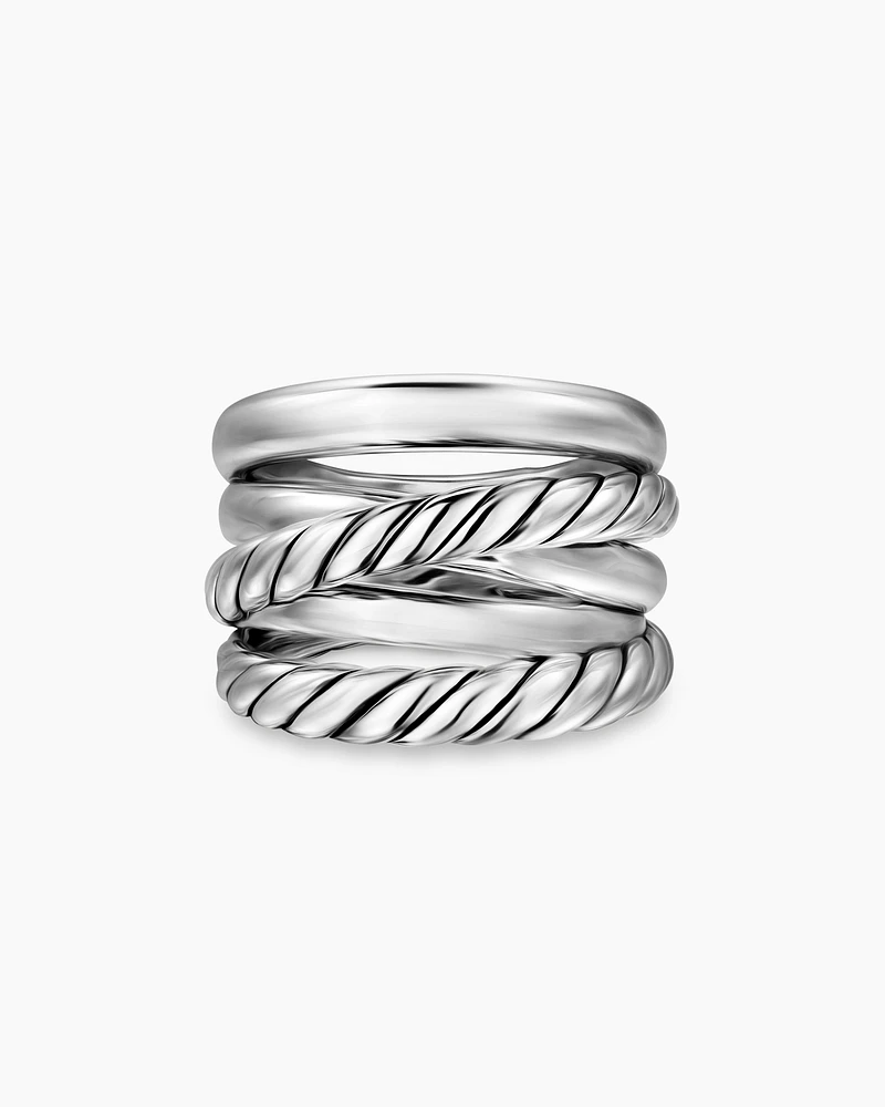 Crossover Five Row Ring Sterling Silver, 17.5mm