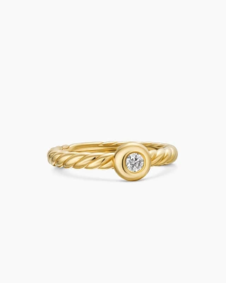 Petite Cable Ring 18K Yellow Gold with Center Diamond, 2.8mm