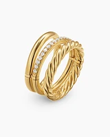 DY Mercer® Three Row Ring 18K Yellow Gold with Diamonds, 8.9mm