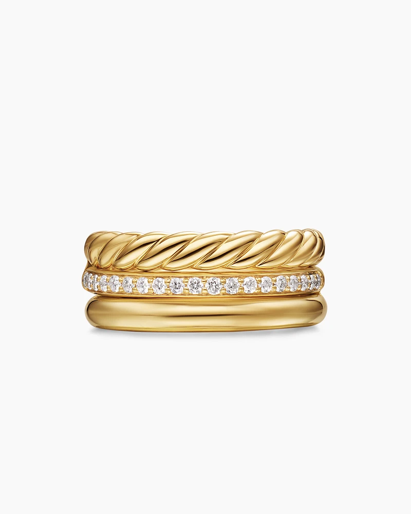 DY Mercer® Three Row Ring 18K Yellow Gold with Diamonds, 8.9mm