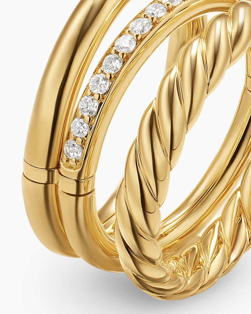DY Mercer® Three Row Ring 18K Yellow Gold with Diamonds, 8.9mm