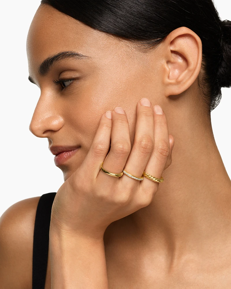 DY Mercer® Three Row Ring 18K Yellow Gold with Diamonds, 8.9mm