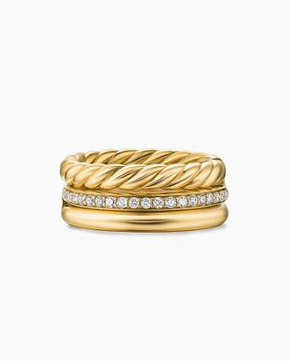 DY Mercer® Three Row Ring 18K Yellow Gold with Diamonds, 8.9mm