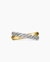 Crossover Two Row Rotating Ring Sterling Silver with 14K Yellow Gold, 7mm