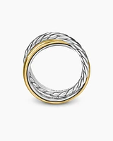 Crossover Two Row Rotating Ring Sterling Silver with 14K Yellow Gold, 7mm