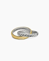 Crossover Two Row Rotating Ring Sterling Silver with 14K Yellow Gold, 7mm
