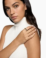 Crossover Two Row Rotating Ring Sterling Silver with 14K Yellow Gold, 7mm