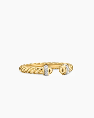 Cable Band Open Ring 18K Yellow Gold with Diamonds, 2.8mm