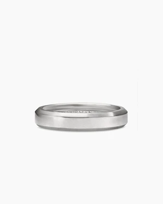 Beveled Band Ring in 18K White Gold, 8mm