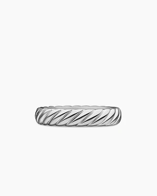 Cable Band Ring in 18K White Gold, 7.5mm