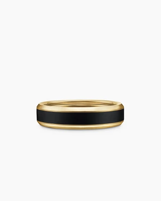 Bevelled Band Ring 18K Yellow Gold with Black Titanium