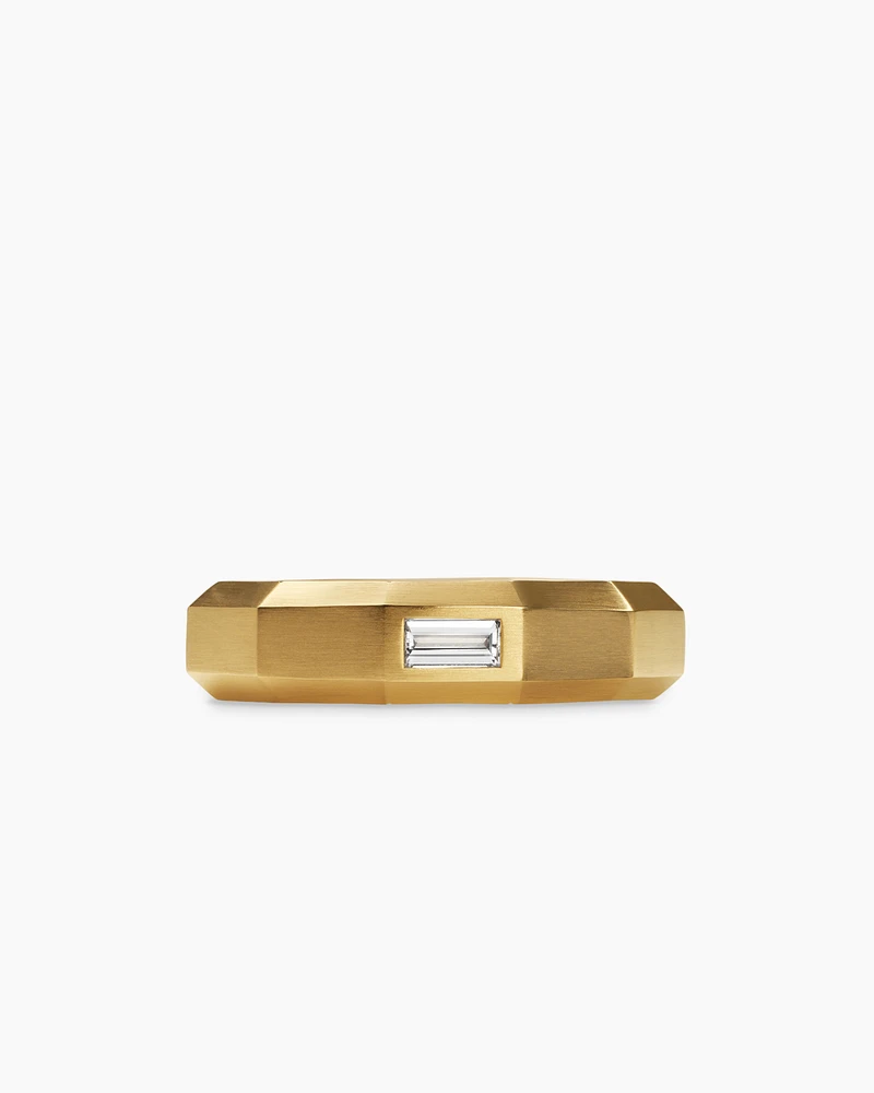 Faceted Band Ring 18K Yellow Gold with Centre Diamond, 6mm