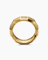 Faceted Band Ring 18K Yellow Gold with Centre Diamond, 6mm