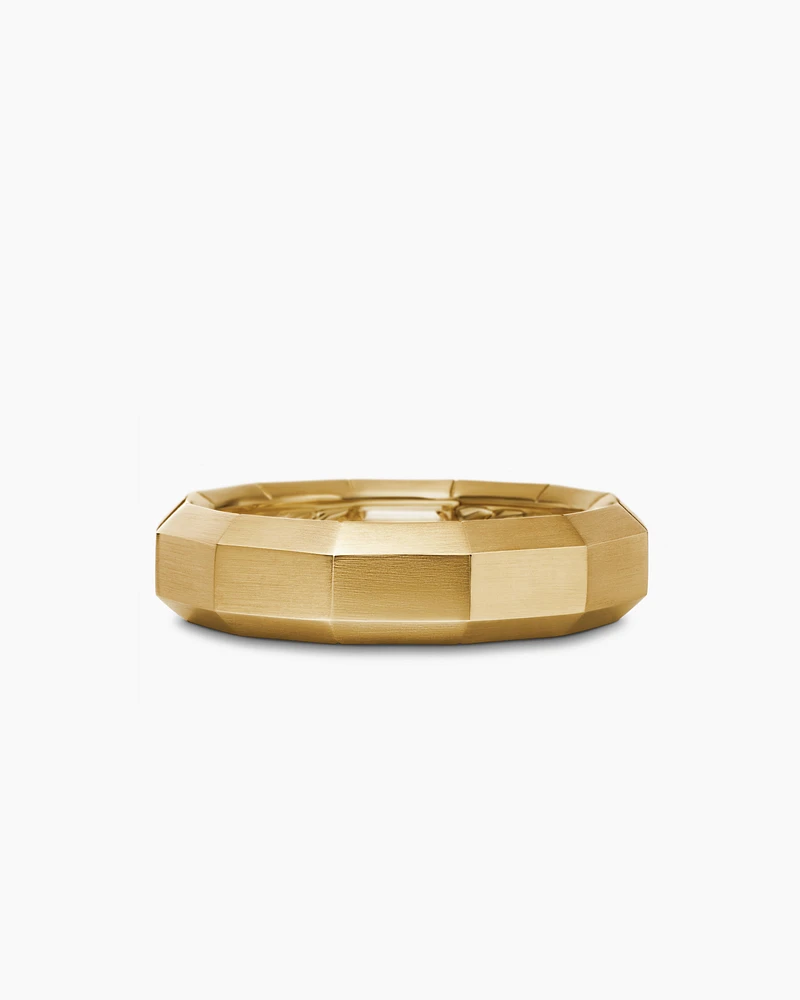 Faceted Band Ring 18K Yellow Gold with Centre Diamond, 6mm