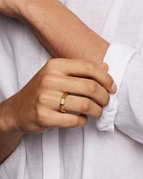 Faceted Band Ring 18K Yellow Gold with Centre Diamond, 6mm