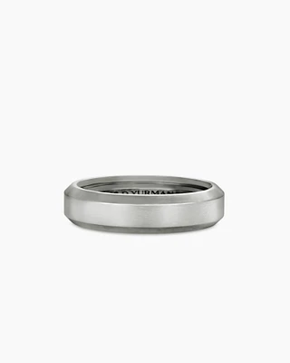 Bevelled Band Ring 18K White Gold, 6mm
