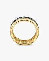 Bevelled Two Row Band Ring 18K Yellow Gold with Black Diamonds, 8mm