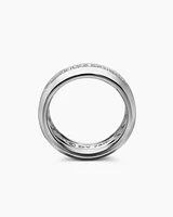 Bevelled Two Row Band Ring 18K White Gold with Diamonds, 8mm
