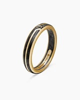 Forged Carbon Band Ring 18K Yellow Gold with Centre Black Diamond, 4mm
