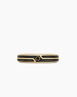 Forged Carbon Band Ring 18K Yellow Gold with Centre Black Diamond, 4mm
