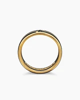Forged Carbon Band Ring 18K Yellow Gold with Centre Black Diamond, 4mm