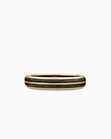 Forged Carbon Band Ring 18K Yellow Gold with Centre Black Diamond, 4mm