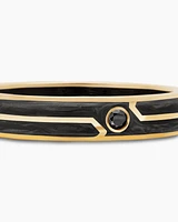 Forged Carbon Band Ring 18K Yellow Gold with Centre Black Diamond, 4mm