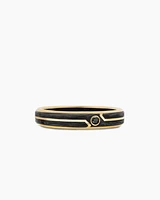 Forged Carbon Band Ring 18K Yellow Gold with Centre Black Diamond, 4mm