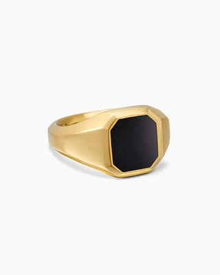 Streamline® Signet Ring 18K Yellow Gold with Black Onyx, 14mm