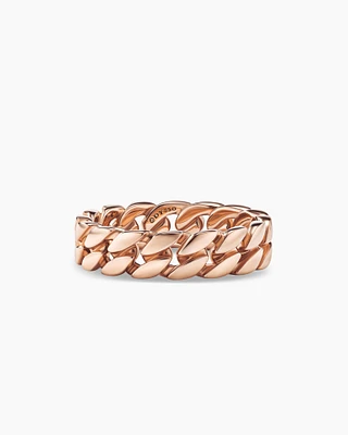 Curb Chain Band Ring 18K Rose Gold, 6mm