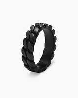 Curb Chain Band Ring Black Titanium, 6mm